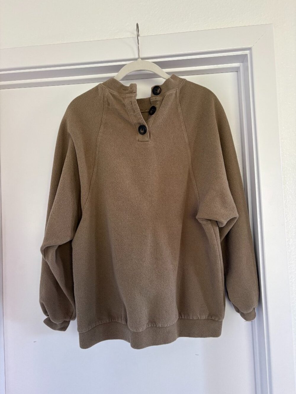Madewell Asherton Waffle Knit Henley Sweater Brown Heather Bark, Small